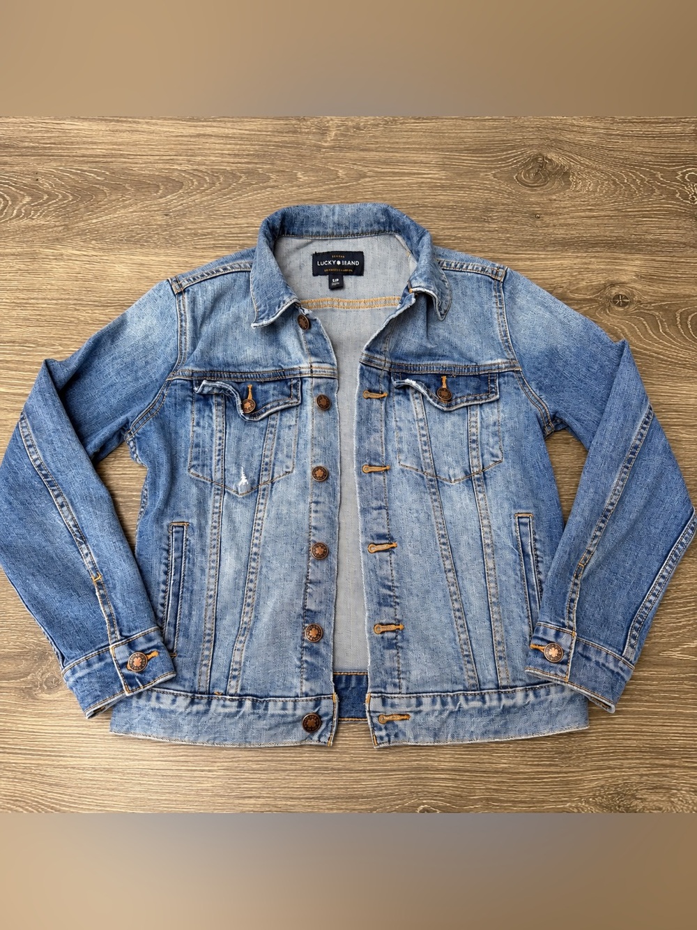 Lucky Brand Women’s Blue Jacket Button Front Collared Pockets Size S